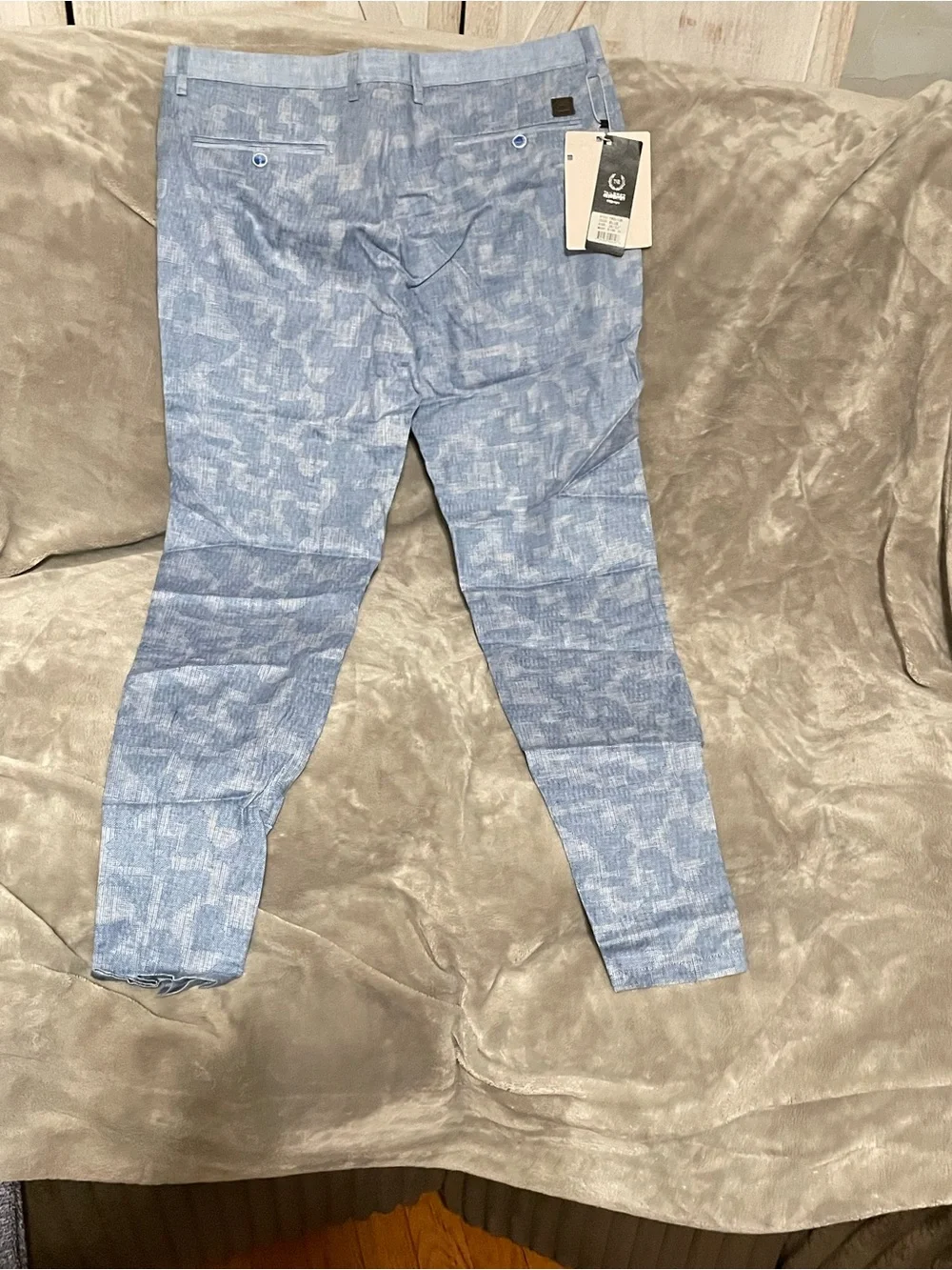 Men's Skinny Pants in Light Blue Pattern